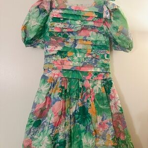 Floral Vintage Dress in Green and Pink